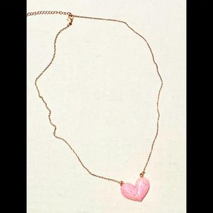 Claire's pink Heart pentand rosegold Necklace